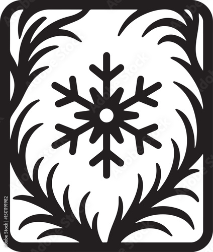 Silhouette vector of a frosty window design, ideal for winter scenes, holiday decorations, festive cards, and seasonal projects.