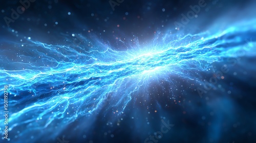 a time rift tearing through space with glowing blue fractals, futuristic galaxy setting, high energy field, stars warping around it