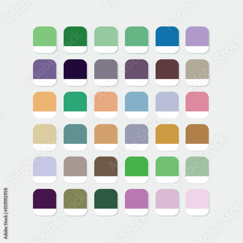 A collection of colorful square swatches showing different shades and hues