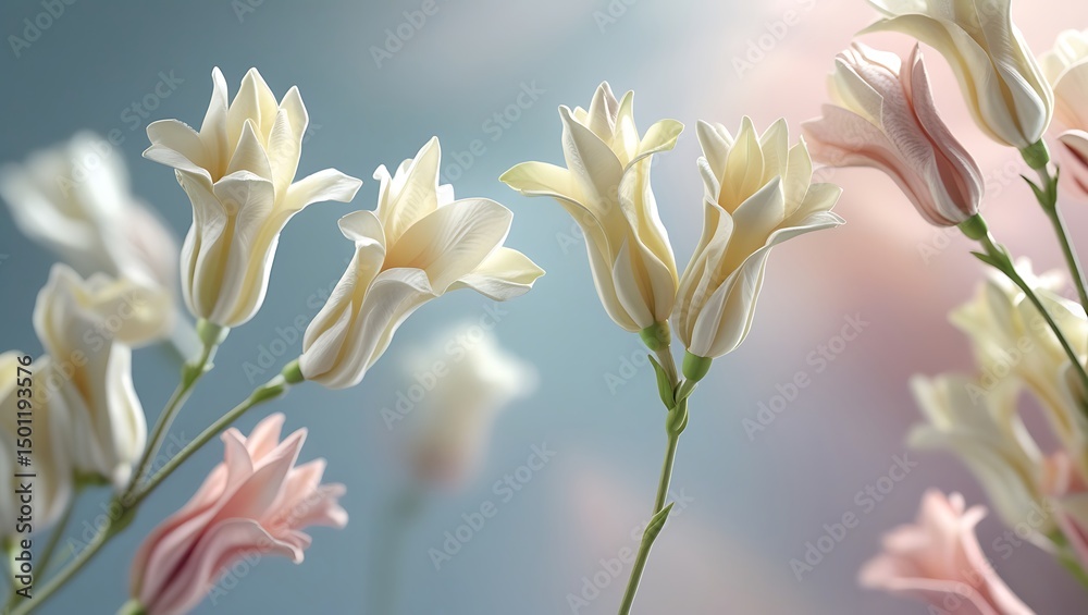 Fototapeta premium Elegant creamy white and pink flowers bouquet