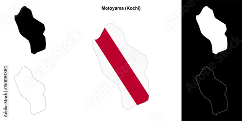 Motoyama (Kochi) outline map set