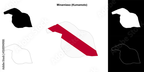 Minamiaso (Kumamoto) outline map set