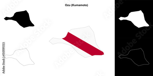Ozu (Kumamoto) outline map set
