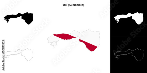Uki (Kumamoto) outline map set