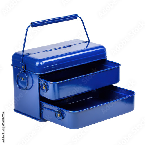 Cobalt metal toolbox isolated on transparent background