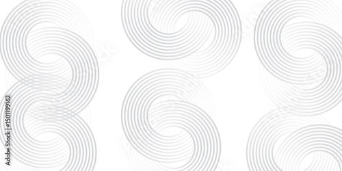 White abstract minimalist background with circle lines and dot pattern good