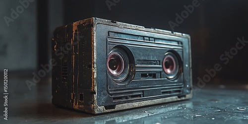 Weathered cassette tape mockup with moody lighting

 photo