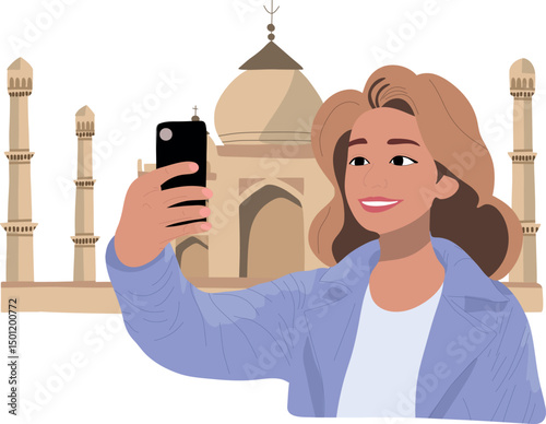 Selfie with Taj Mahal India.Capture timeless moments with selfies at iconic historical places across the globe.
