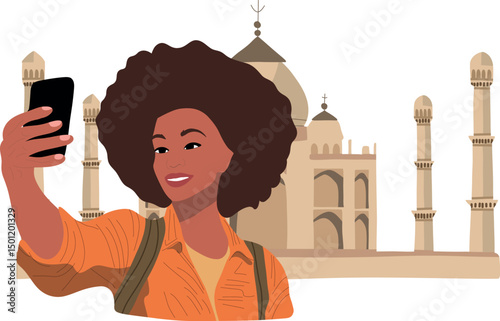 Selfie with Taj Mahal India.Capture timeless moments with selfies at iconic historical places across the globe.