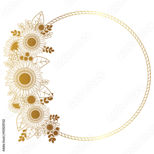 Sunflowers Wreath Frame for Greeting Card