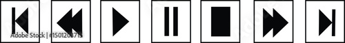 Media Player Buttons icon set, Play and pause buttons sign, Video Audio Player button symbol,