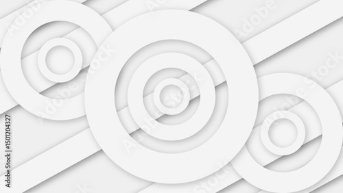 Circle 3D radial pattern, paper cut layer effect, white background