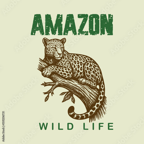 leopard amazon t-shirt design vector illustration