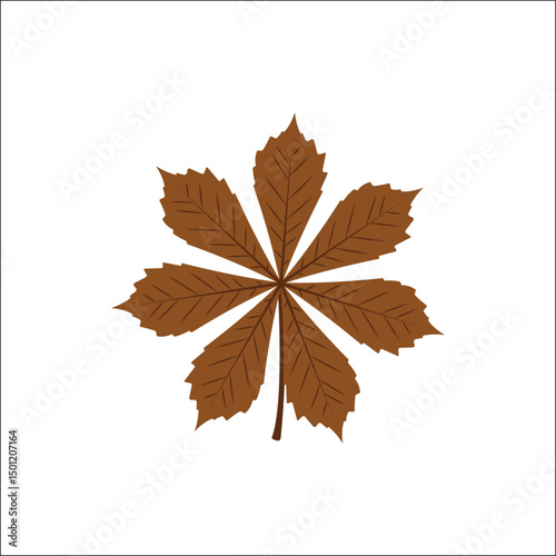 Brown Chestnut Tree Leaf Icon Isolated on White, Suitable for Autumn, Fall Decor, Educational Charts, and Nature-Themed Graphic Projects or Botanical Posters