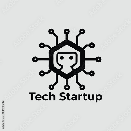 Modern Tech Startup Logo Design with Circuit Board