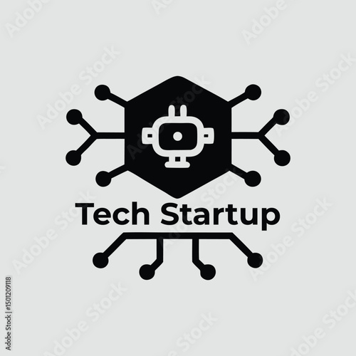 Modern Tech Startup Logo Design with Network Connections