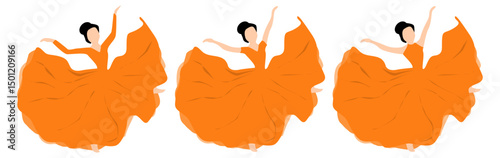 Cute girls stickers of cheerful dancing girls 