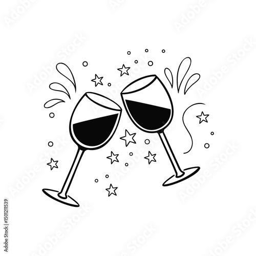 cocktail drink glasses, illustration 