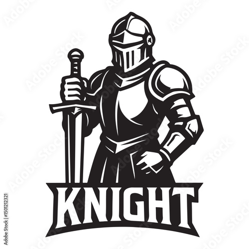 knight with sword logo vector stock 