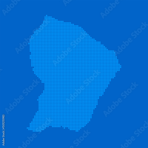 Blue halftone dot outline map background of French Guiana