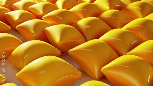 This image prominently showcases a detailed closeup view of vibrant yellow cushioned surfaces, which makes it ideal for use in interior design, fashion, and various textile themes