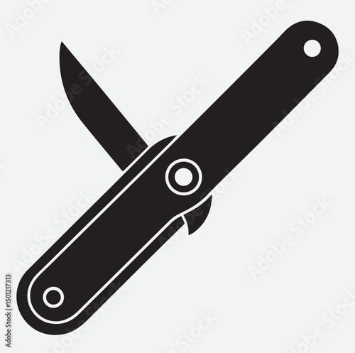 utility knife repair icon silhouette vector art illustration, scissors and knife isolated on white background