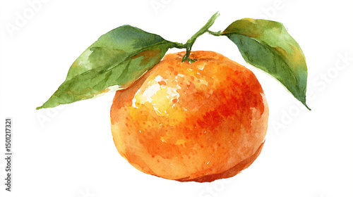 A single tangerine in watercolor style