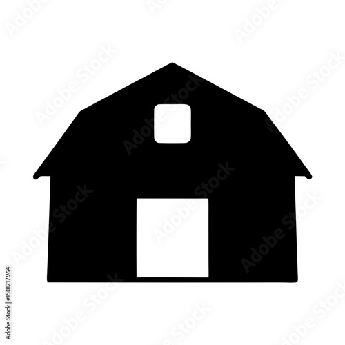 Barn Silhouette Vector, Western prairie barn house vector illustration