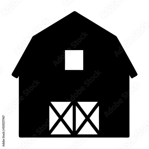 Barn Silhouette Vector, Western prairie barn house vector illustration