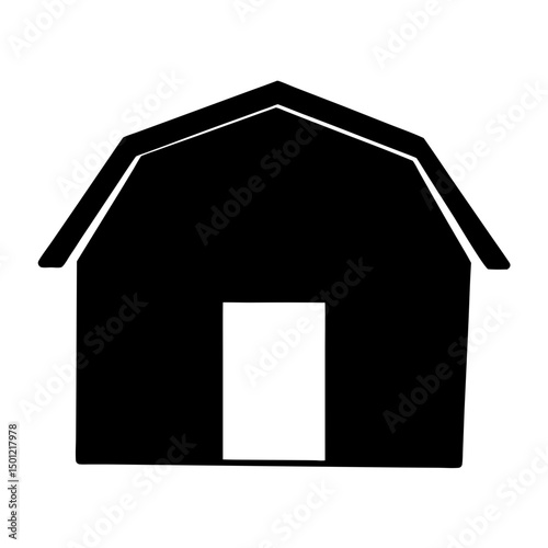 Barn Silhouette Vector, Western prairie barn house vector illustration