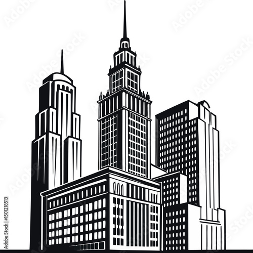 New York Silhouette in black and white 