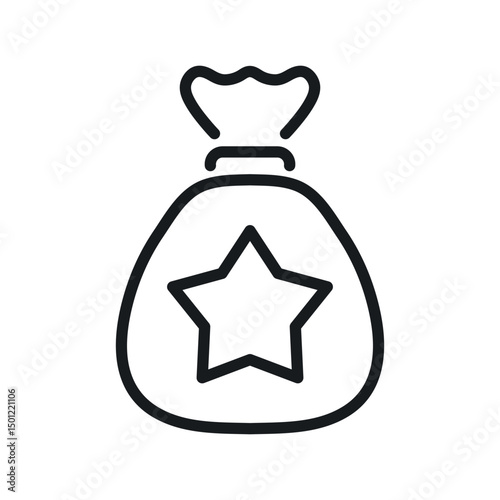 Bag with star bonus vector outline icon