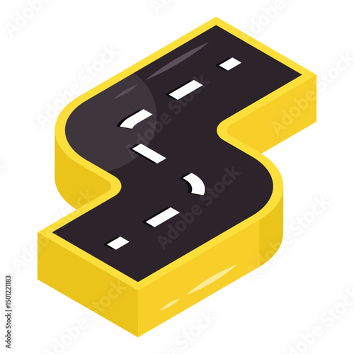Conceptual isometric design icon of road