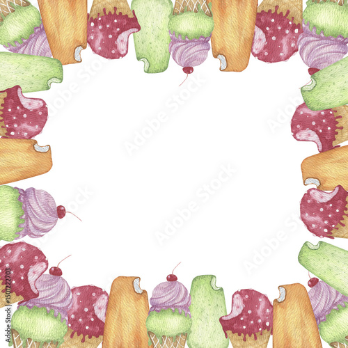 watercolor ice cream frame