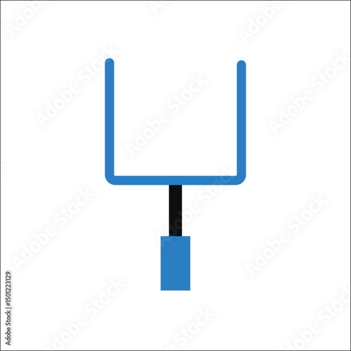 Simple flat vector illustration of a blue football or rugby goalpost with crossbar and uprights, isolated on white background, suitable for sports, football, rugby, and athletic design projects.

