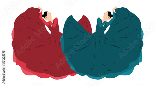Attractive cute dancing couple in cartoon theme