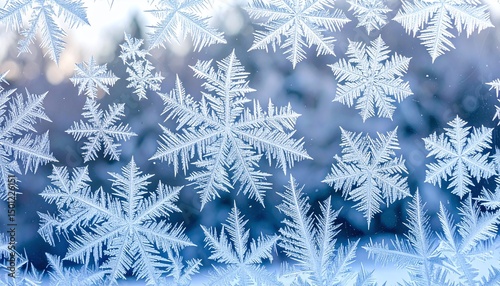 blue window background with snowflakes