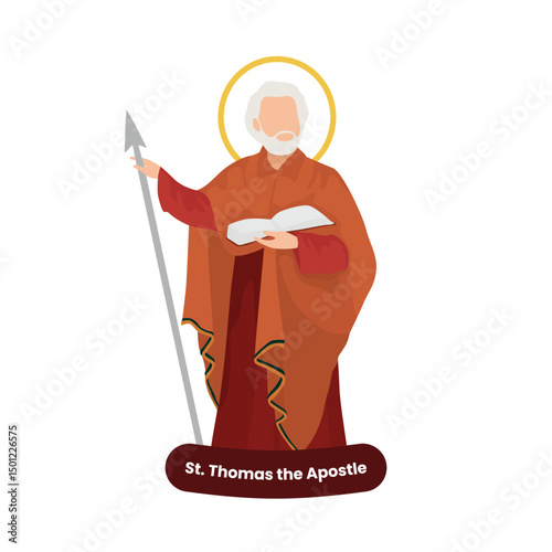 Saint Thomas the Apostle vector illustration. Feast July 3rd. Catholic Saint.