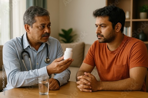 Doctor advises patient medication.