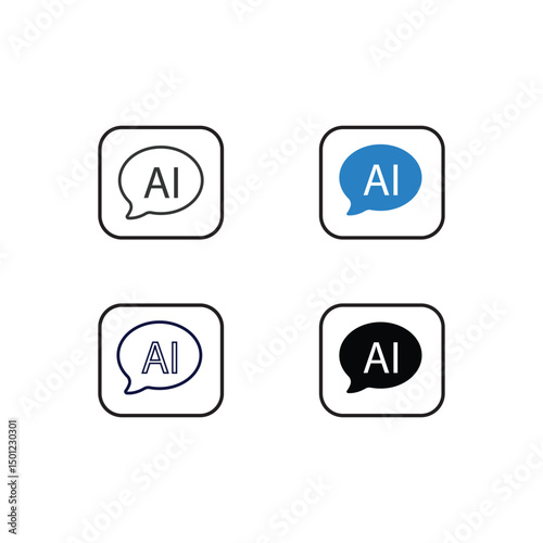 Vector illustration icon AI Bubble Icon Set with Elliptical Speech Shapes