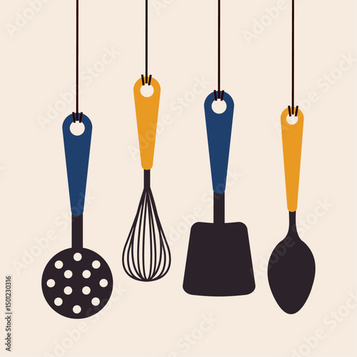 Hanging Cutlery icon flat vector design. 