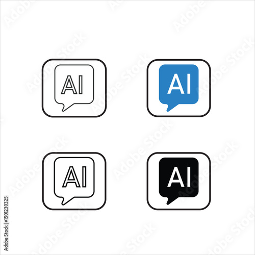 Vector illustration icon Modern AI Chat Icon Variants in Bold and Outline Styles