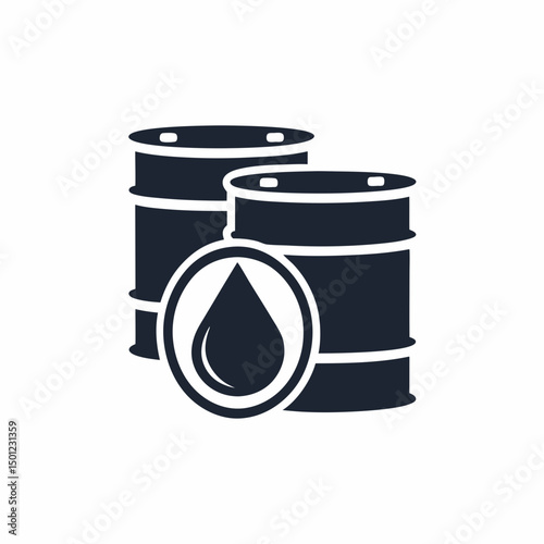 Oil Barrel and Droplet Vector Icon for Energy.