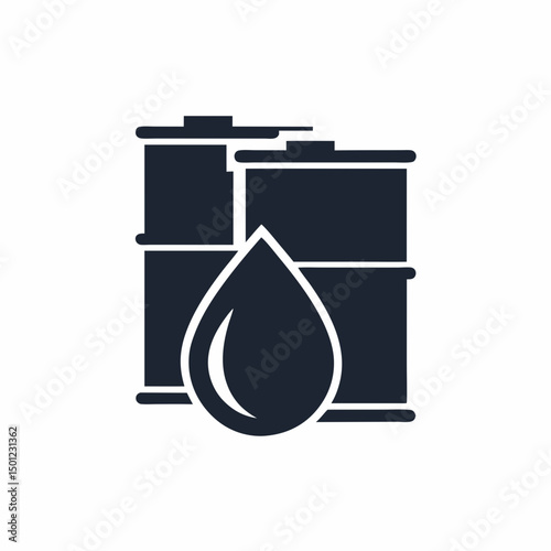 Oil Barrel and Droplet Vector Icon for Energy.
