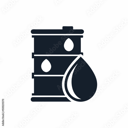 Oil Barrel and Droplet Vector Icon for Energy.