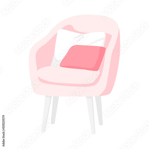 Chic Pink Armchair with Cushions