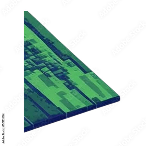 Abstract isometric landscape green and blue terrain map visualization art