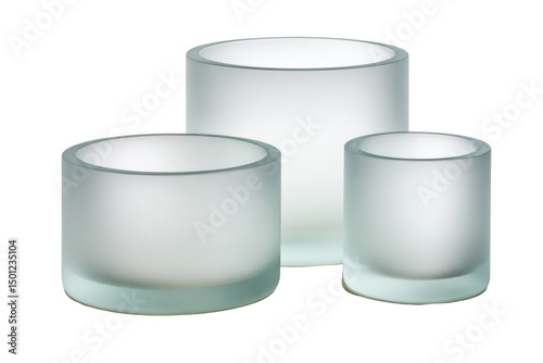 Frosted glass cylinders isolated on transparent background