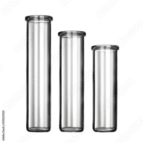 Graduated glass cylinders isolated on transparent background