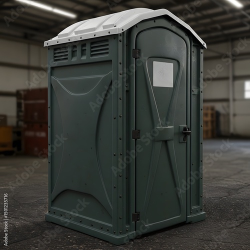 Portable Toilet Green Plastic Door Closed